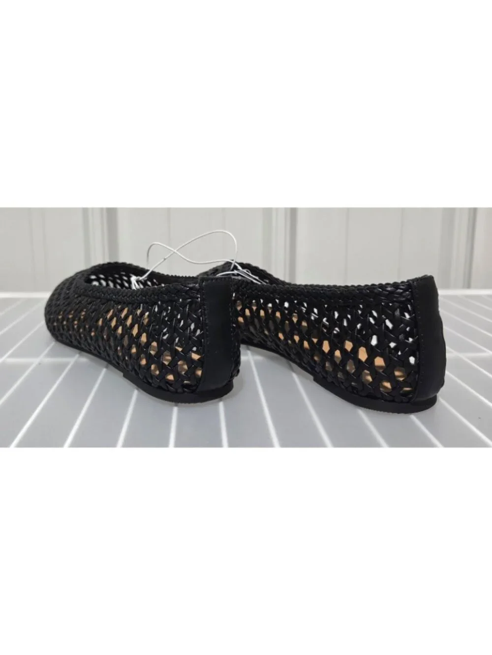 Universal Thread Royce Black Faux Leather Mesh Slip On Flats -- Women's Size 11